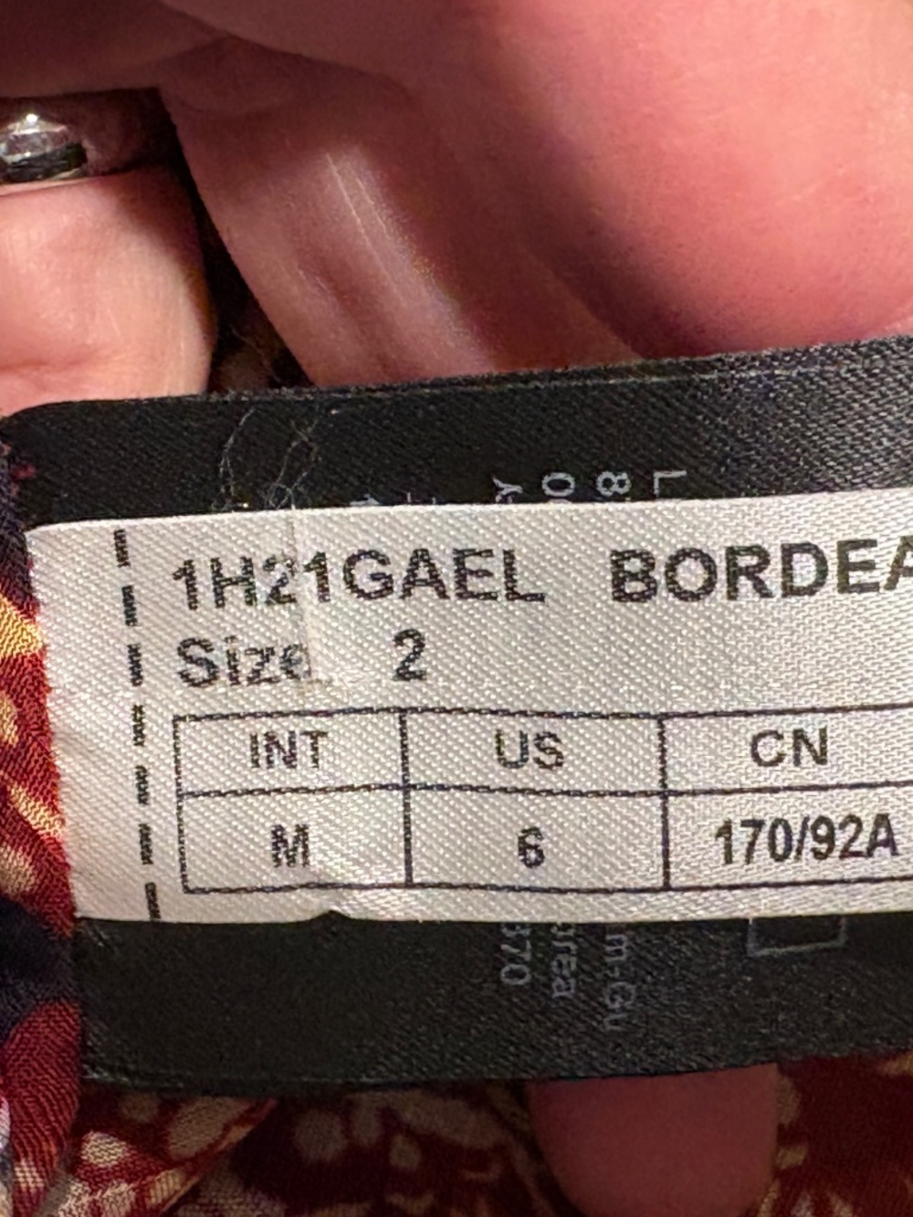 ba&sh Women's Gaelle Blouse Size 6 Women's Bordeaux and Multi Color - Picture 9 of 10